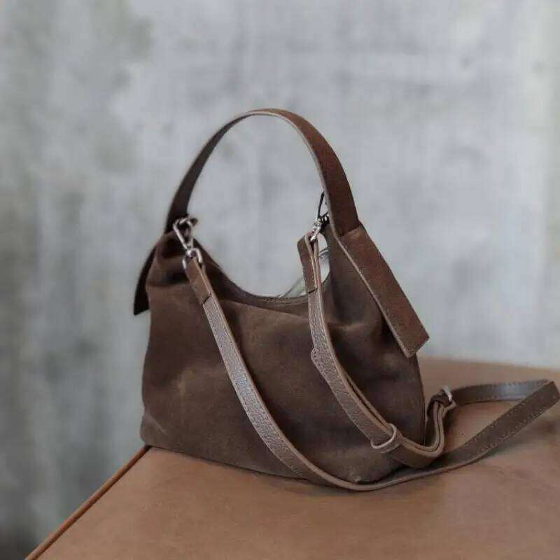 Luxury designer niche retro fashion high quality matte suede shoulder messenger bag casual simple multi-functional brand women
