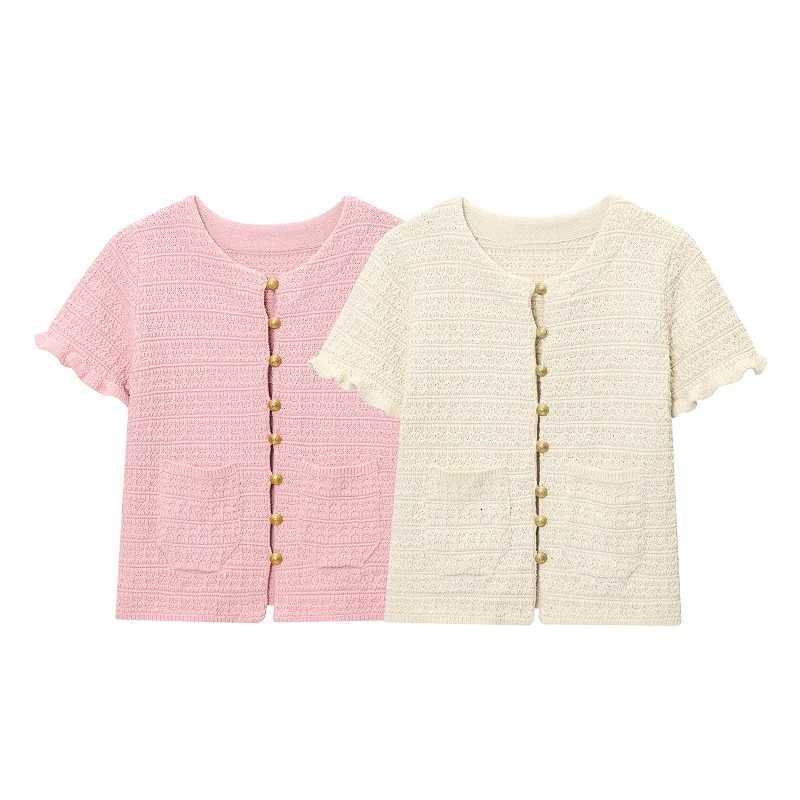 MUJER Knit Tops Woman 2025 Knitted Cropped Cardigan Women Short Sleeve Knitwears Women Tops Casual Cardigans for Women X250724