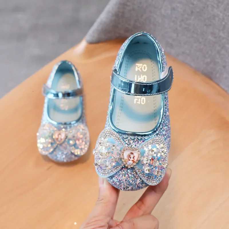 21-36 Kids Shoes For Girls Bling Rhinestone Children Princess Shoes Girls Flats Mary Jane Toddler Girl Shoes SilverPink XJ250724