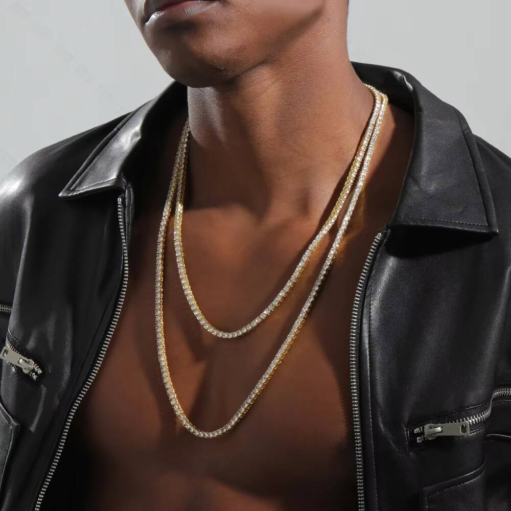 Wholesale Price 925 Sterling Silver Mossanite Tennis Chain 3mm--6mm Vvs Diamond Necklace Moissanite Tennis Chain