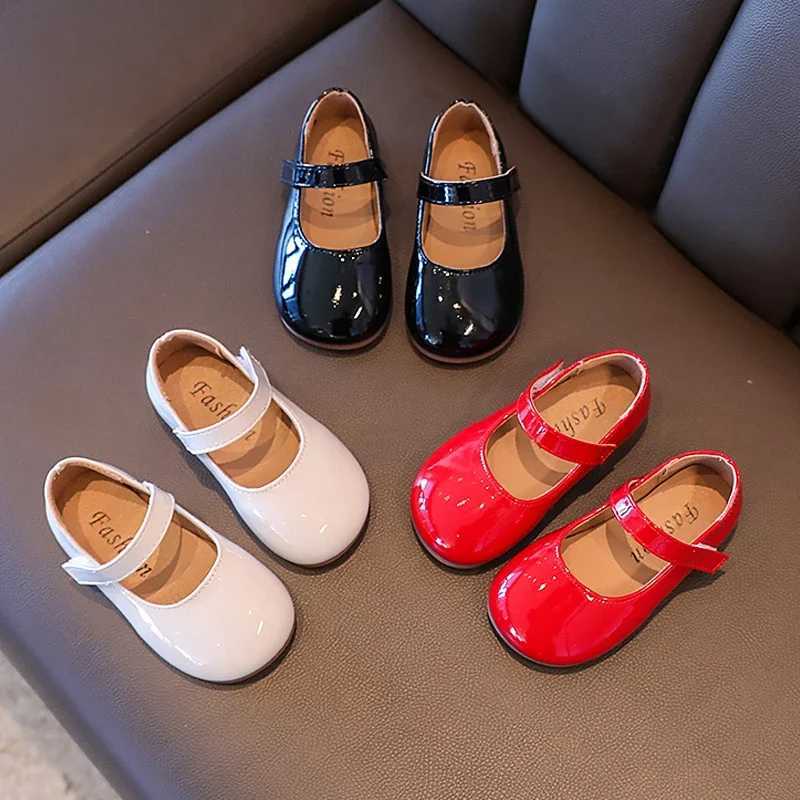 Plain Patent Leather Ballet Flats Baby Girls Concise Round Toe Mary Jane Shoes Kids Soft Sole Casual Dress Shoes in Red White XJ250724