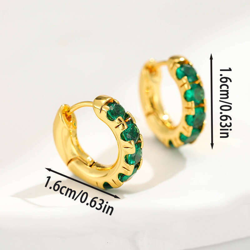Jewelry Green Zircon Copper Plated Real Gold Designer Women's Personalized Earrings