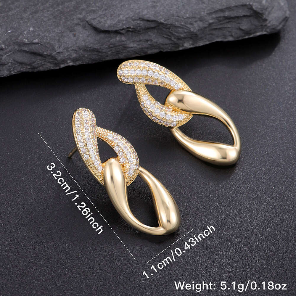 Ins Style Cuban Light Elegant Earrings Fashionable Personality Simple Chain Ear Jewelry