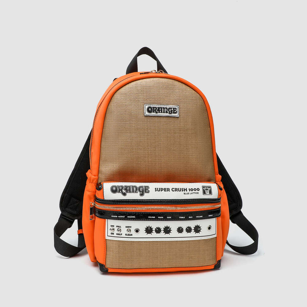 Backpack men's orange speaker backpack large capacity trendy casual street personality fashionable backpack