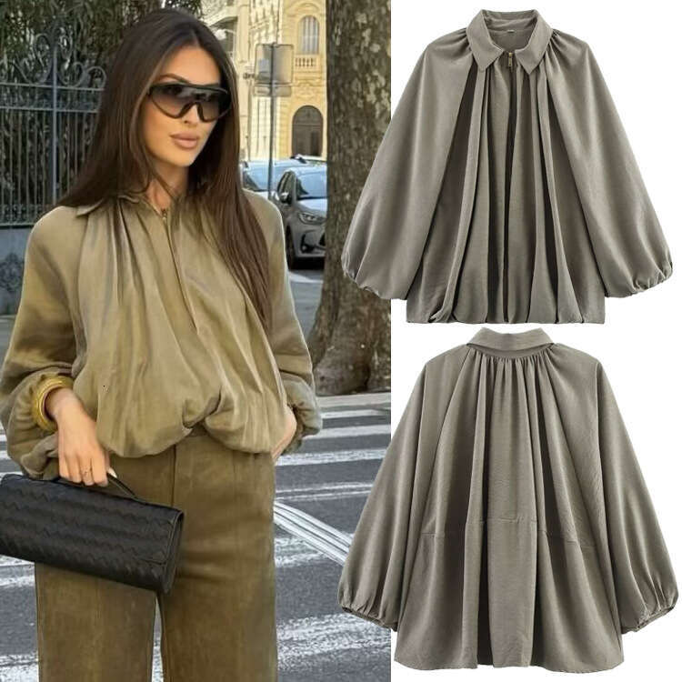 TRAFZA Spring New Women's Street Fashion Puffy Shirt Jacket Coat B5