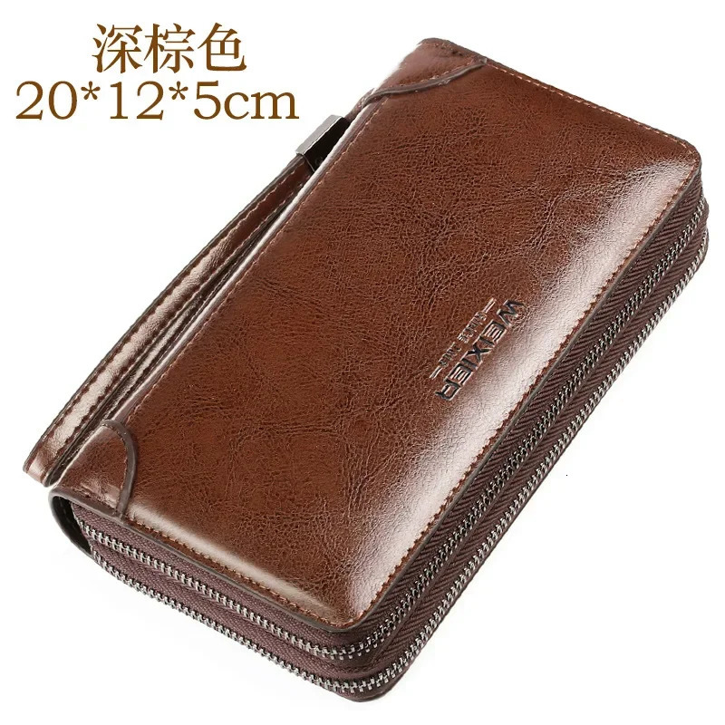 Weixier Hand-wrapped Oil Wax Leather Mens Bag Mens PU Hand Bag Grab Bag Multi-functional Wallet Large-capacity Business Mens 250723