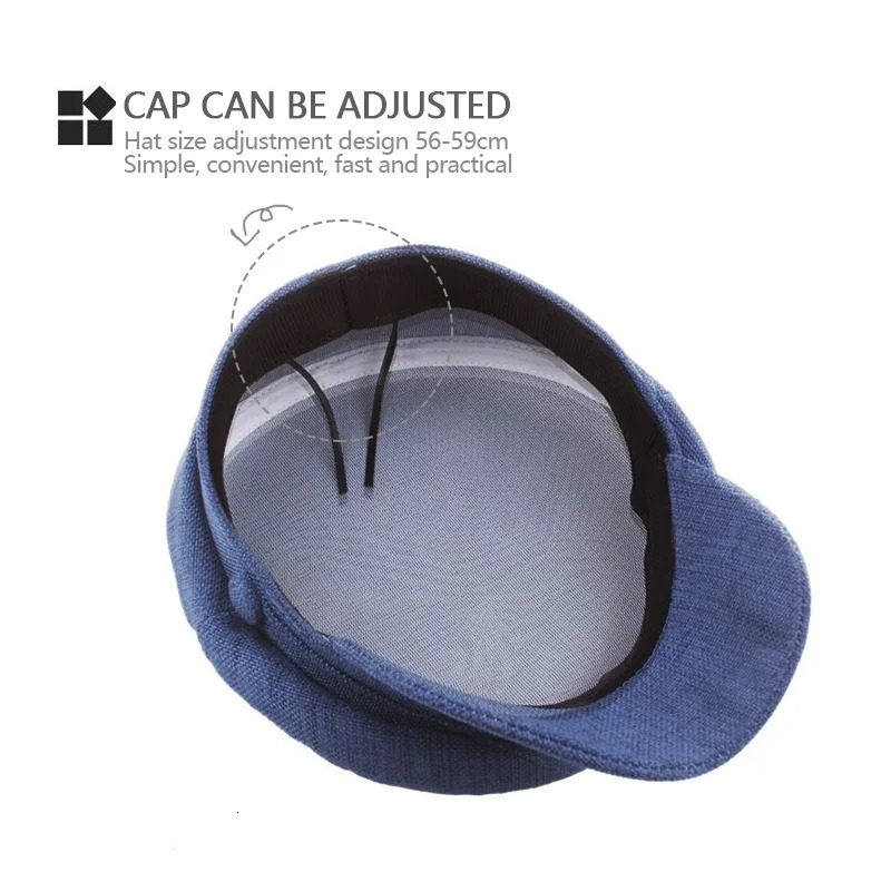 British Retro Style Solid Color Linen Breathable Flat Top sboy Cap Sun Hat Military Cap Beret Hats 250723