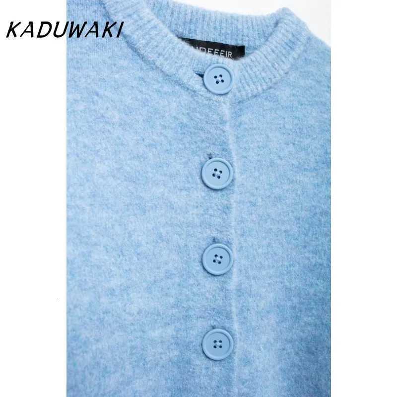 Kaduwaki Womens Sweater Knitwear Blue Cropped Sweaters Knitted Cardigan Women Spring Long Sleeve Brown Cardigans Button Jacket X250724