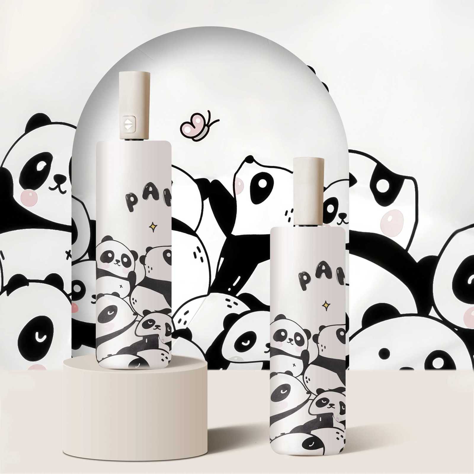 Holiday Gift Sun Umbrella Cute Compact Portable Cartoon Style Umbrella Sunscreen Portable Sunshine Rainy Automatic Umbrella Black R250724