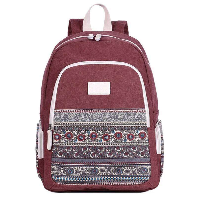 Canvas Backpack For Women Rucksack National Womens Backpacks Girls Travel Bags Retro College Student Back Pack