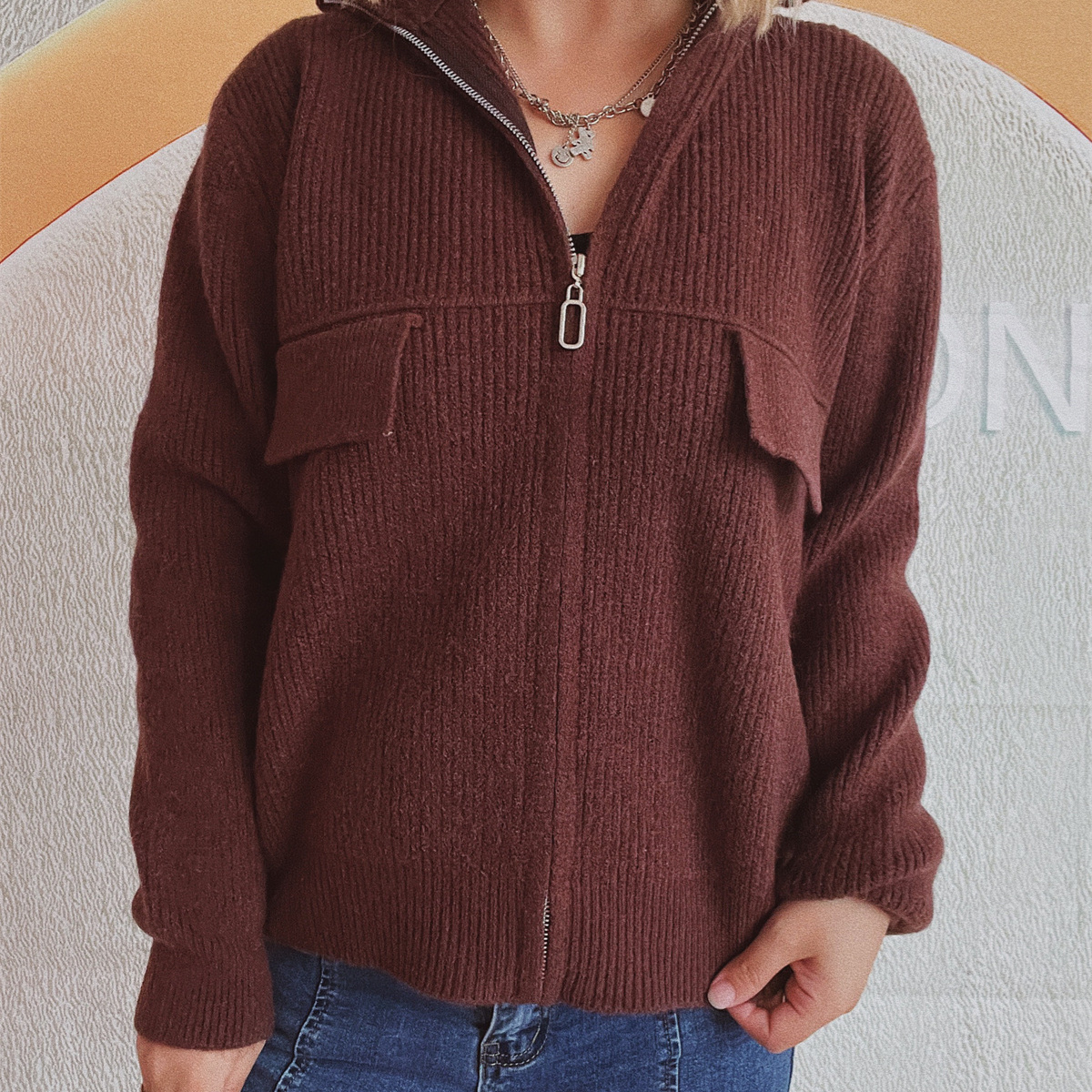 Free shipping designer sweater for women Commuting style simple sweater fashionable slim fit knit base sweater