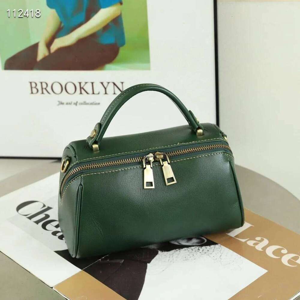 Small Real Cow Tote Women Oilwax Genuine Leather Handbag Solid Pattern Ladies Shoulder Or Crossbody Bag