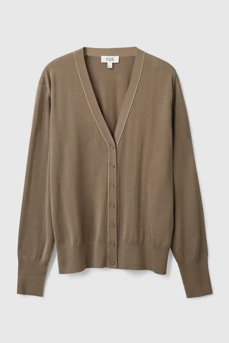 Ethereal come 2025 cos spring new style of Loose version of womens casual V-neck knit rib cardigan X250724