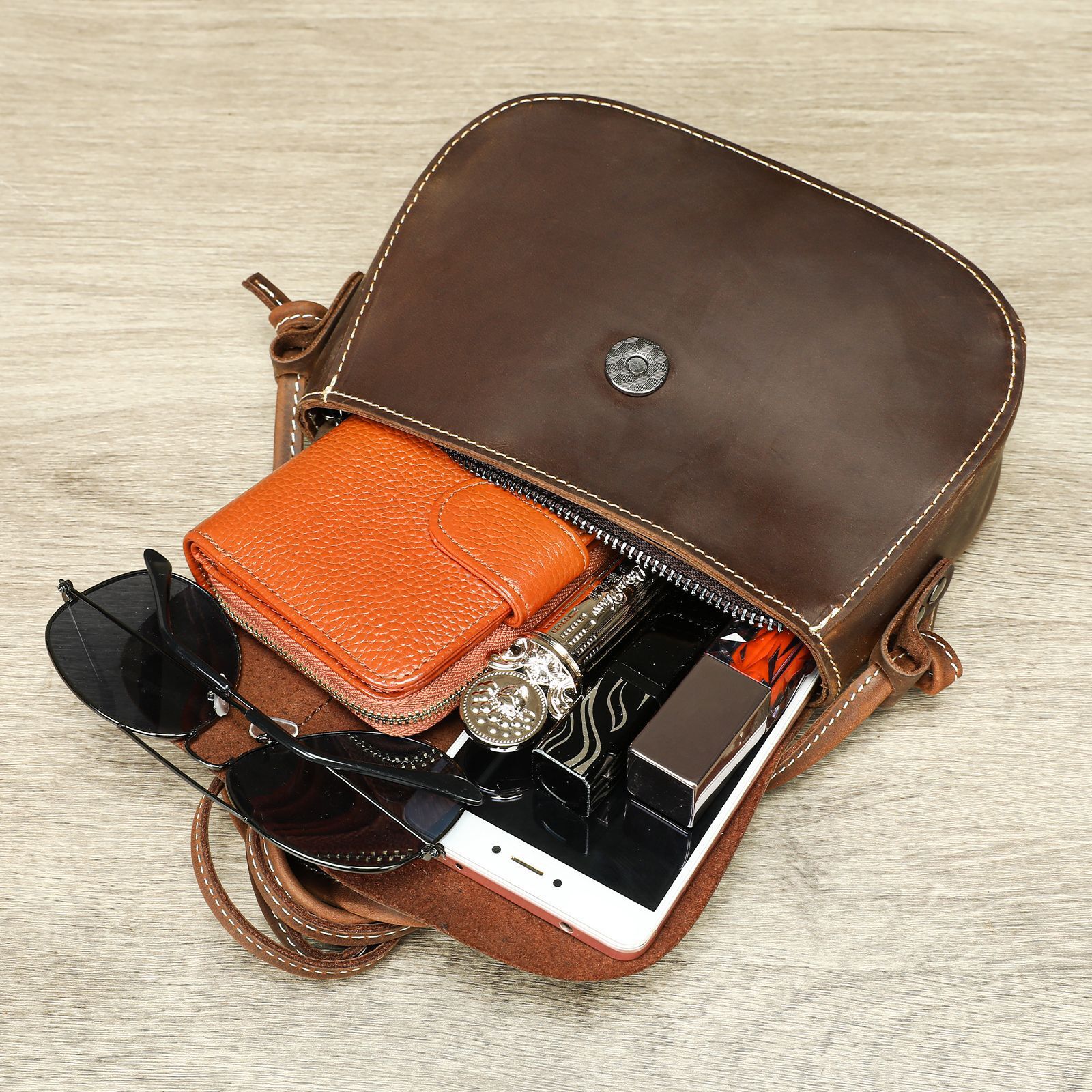 Designer Genuine Leather Shoulder High Quality Embossed Simple Top Layer Cowhide Small Crossbody Light Luxury Women's Bag