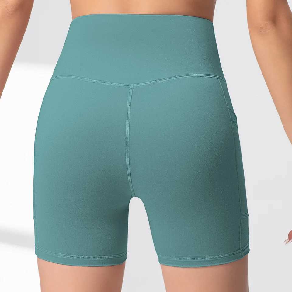 2-2XL Women Solid Yoga Shorts with 2 Pockets High Waist Butt Lifting Cycling Sport Leggings Elastic Workout Training Shorts XJ250724