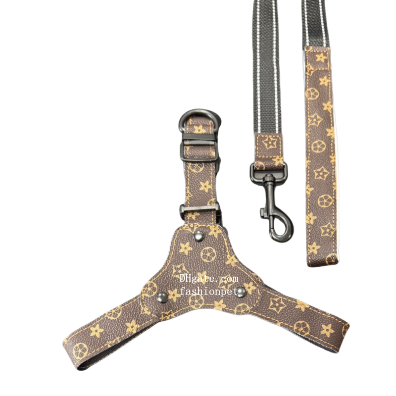 Classic Print Y-Shape Pet Dog Harness and Leash Fashionably Functional Gear for Trendsetting Dogs Everywhere Luxury PU Leather Dog Harness for Small M