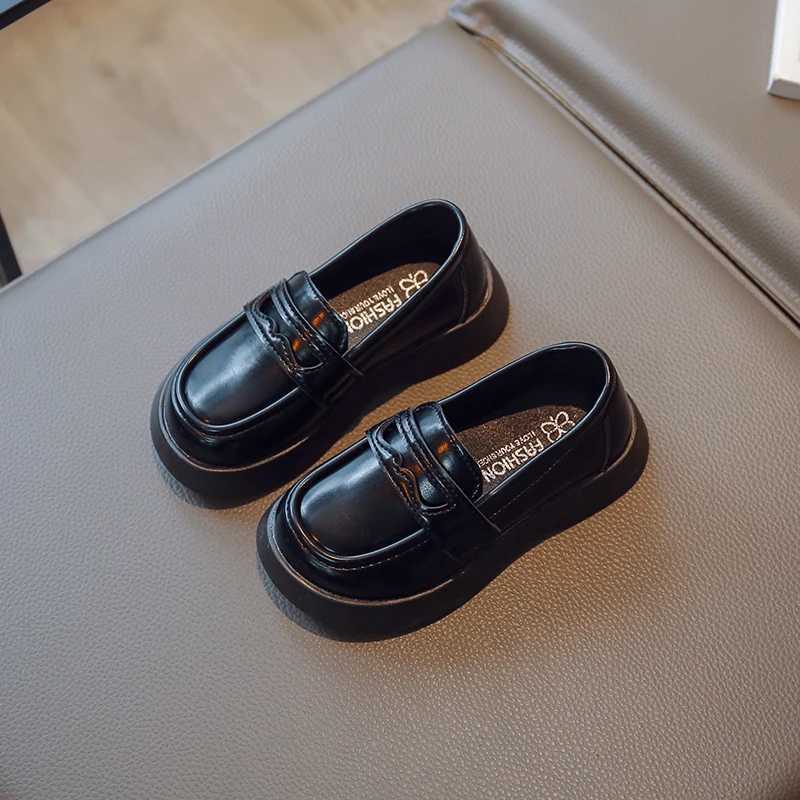 2023 New UK Uniform School Shoes Non-decorative Simple Non-slip Round-toe Kids Loafers Round-toe Korean PU Children Casual Shoes XJ250724