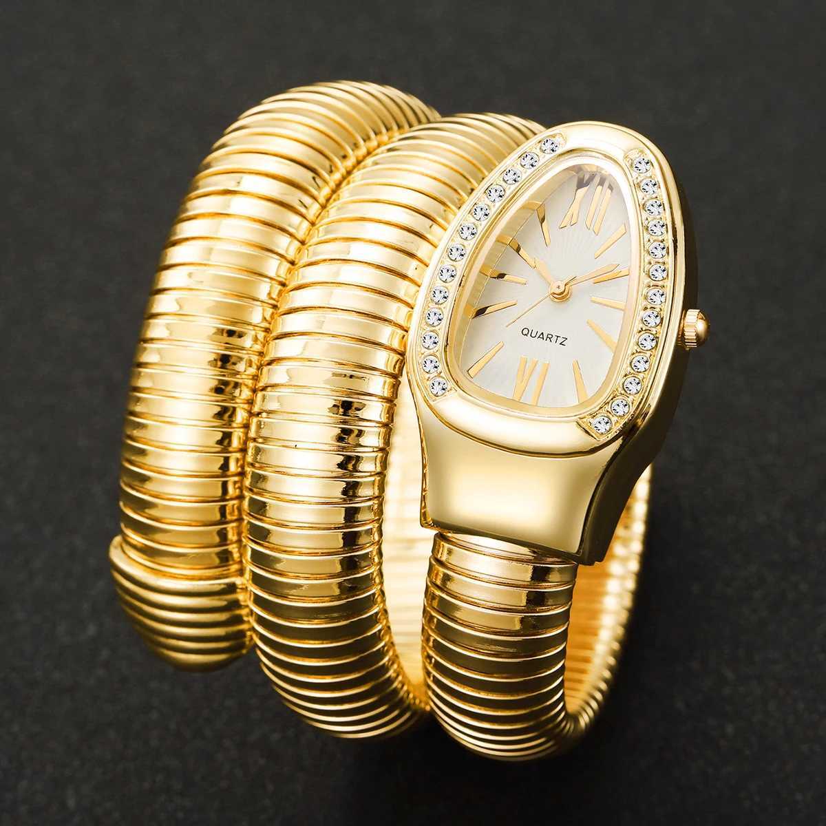 Fashion Women Snake Shape Quartz Watches Luxury Rhinestone Roman Dial Wristwatch Girls Clock Reloj Mujer W250724