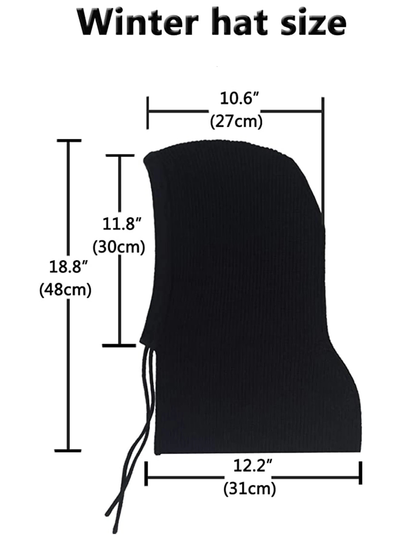 Knitted Wool Balaclava Skullies For Women Men Winter Wollen Drawstring Hooded Scarf Hat Neck Face Protect Beanies For Couples 250722