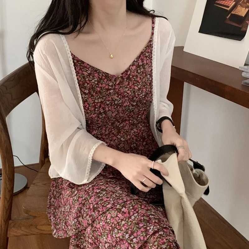 White Cropped Cardigan Women 2024 Spring Summer Short Mesh Open Stitch Cardigans Woman Lightweight Breathable Beach Crop Top X250724