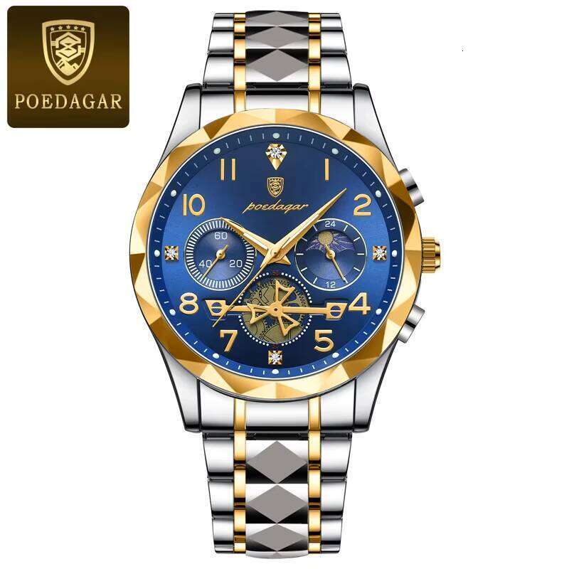 DHwatches POEDAGAR 972 Golden Reloj Montre Business Original Fashion Luminous Dial Wrist Watch for Men