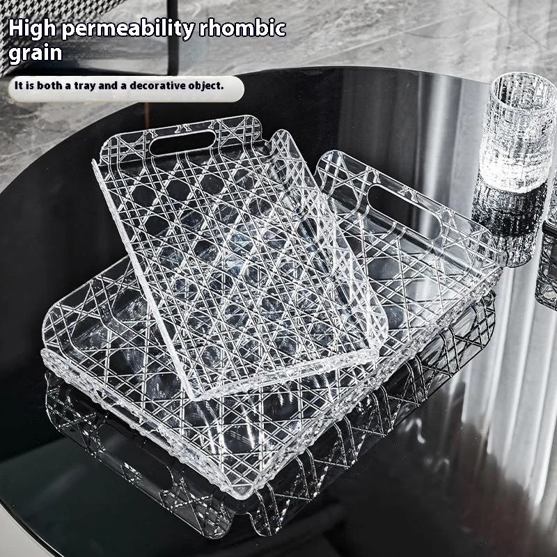High-capacity Rectangular High-end Aesthetic Storage Tray Household Light Luxury Tea Set Water Cup Storage Tray Luxury Home Decoration 250724