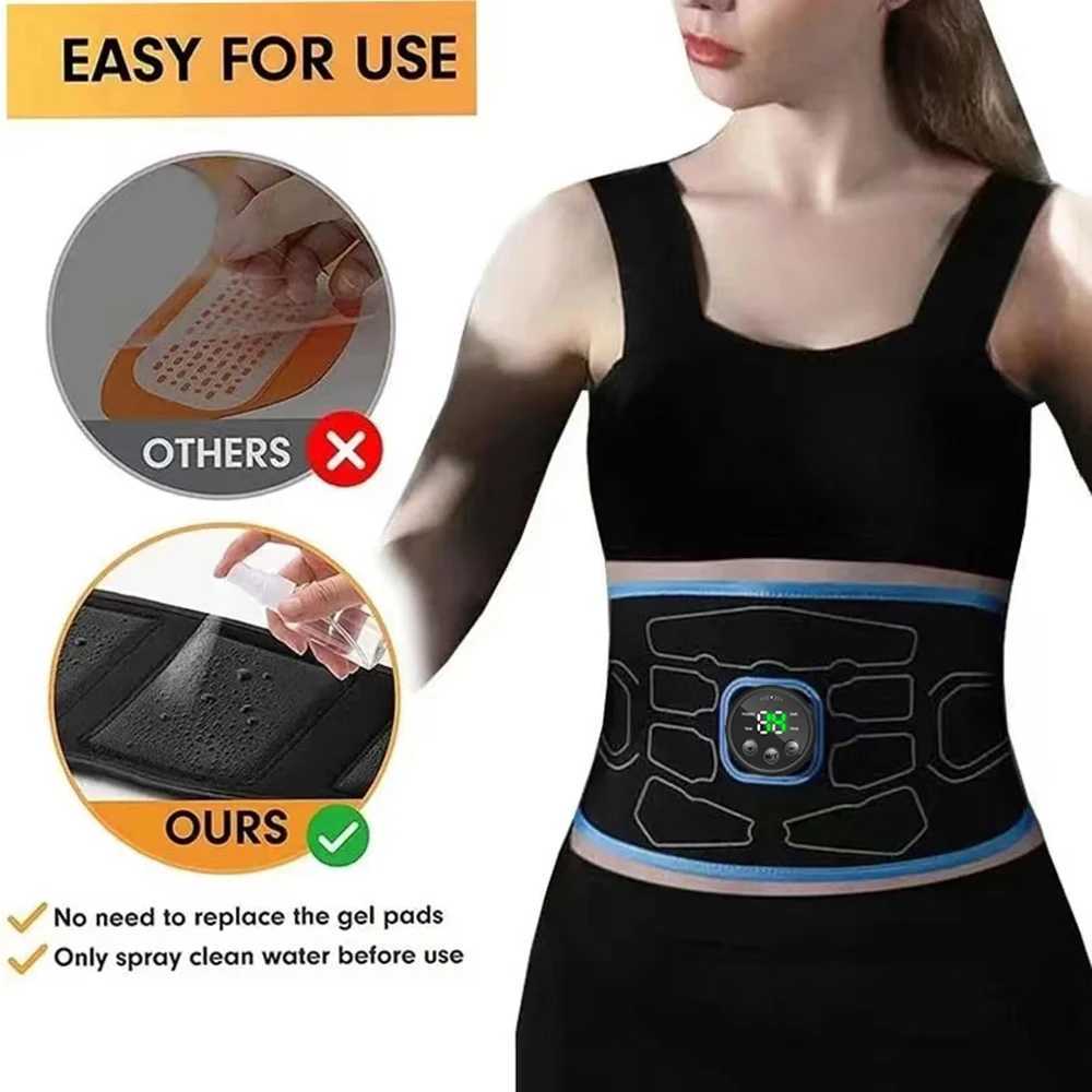EMS Abdominal Toning Belt Electric Muscle Stimulation Muscle Toner Portable Fitness Massager for Waist Body Slimming Shaping W250724