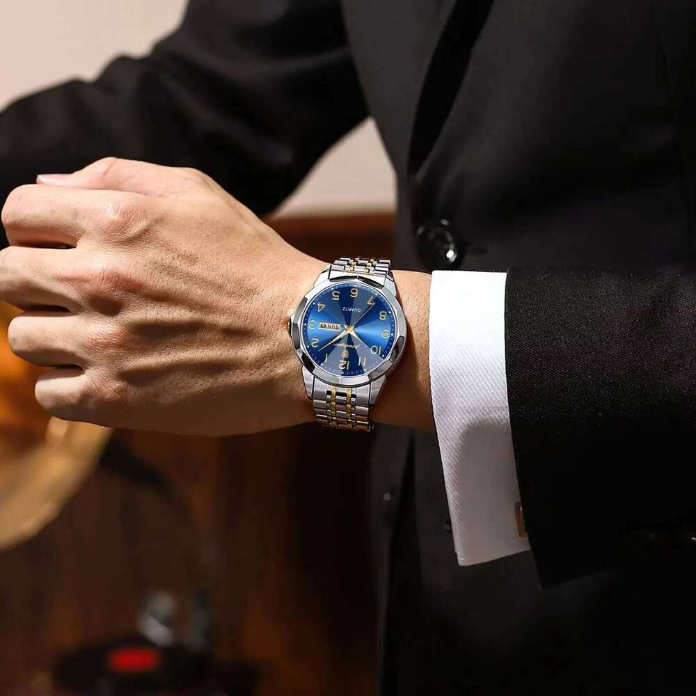 DHgargets POEDAGAR Men Watch Sport Waterproof Luminous Date Week Quartz Men's Watches Business Stainless Steel Male Clock Reloj