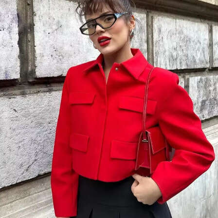 TRAFZA Fashion Spring New Style Casual Loose Short Blazer B5