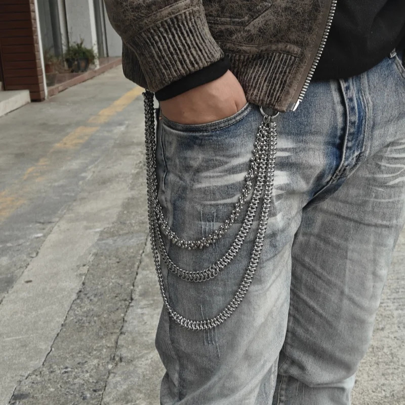 Model Cuban Style Stainless Steel Eight Character Pants Chain Hip Hop Men And Women Ones Waist Accessories 250722