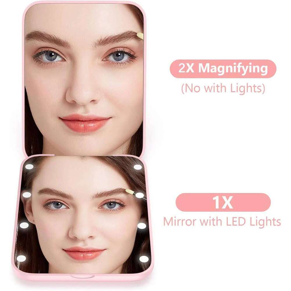Mini LED Makeup Portable with Light 1X 2X Magnifying Pocket Mirror Foldable Cosmetic Vanity Mirrors X250723