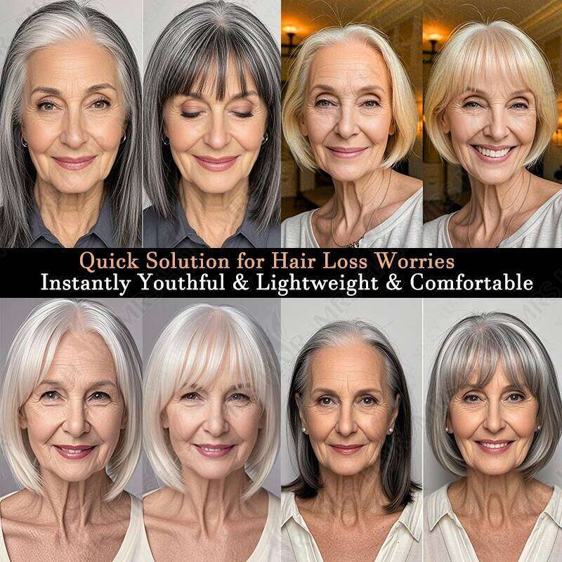 Real Human Toppers for Women Daily 360° Bangs 3D Pieces with Thinning Hair Bangs8",10",12",14"