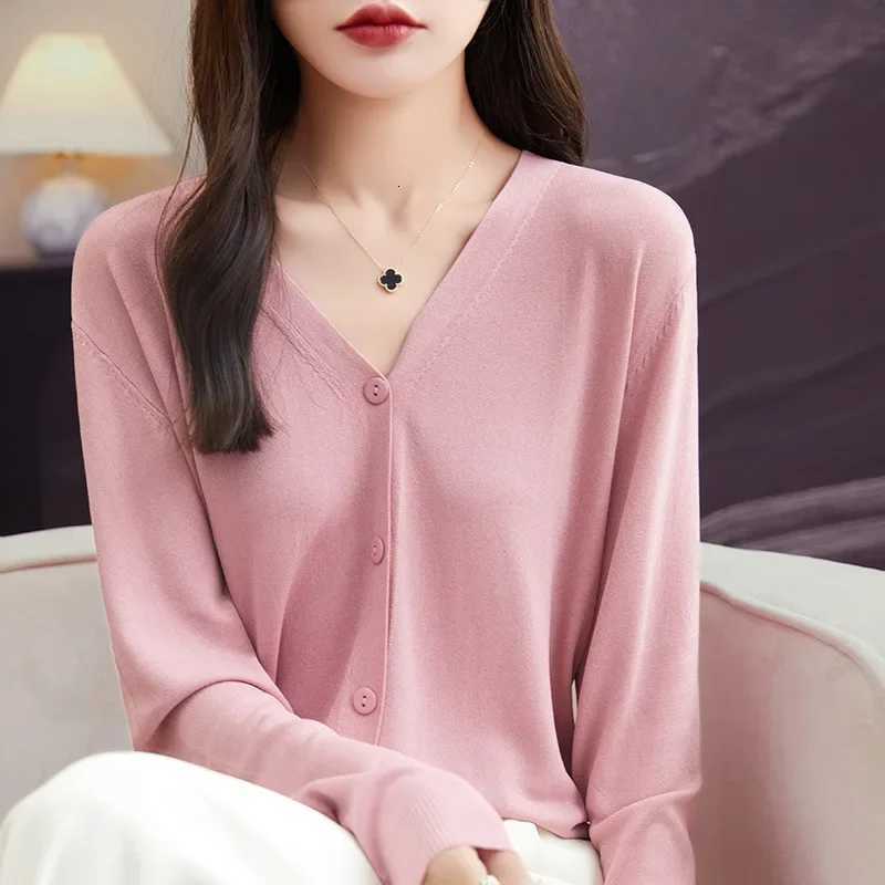 Casual Women Cardigans Spring Summer Loose V-neck Sweater High Stretch Single Breasted Cardigan Fashion Korean Knit Cardigan X250724