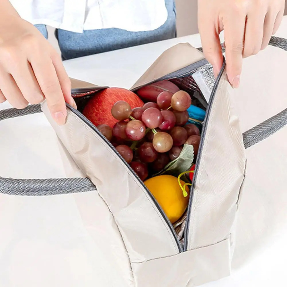 Lunch Bag Oxford Cloth Lunch Bag Insulated Lunch Box Bag with Leakproof Aluminium Foil Lining Mouth with Zipper 250723
