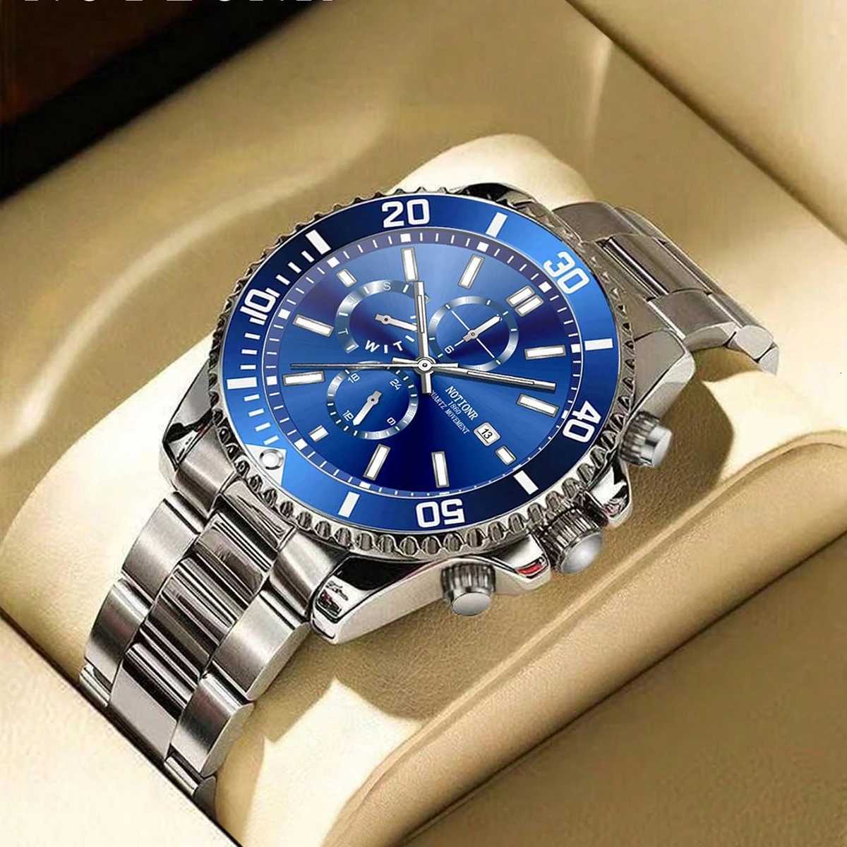 Luxury Mens Business Watches Men Silver Quartz Watch Male Luminous Clock W250724