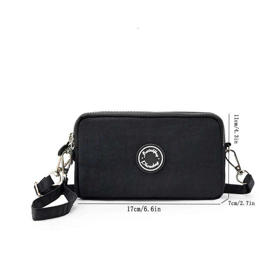 Fashion Pure Color Three Large Capacity Women's Shoulder Bag Portable Popular Zipper Coin Purse Mobile Phone Wallet