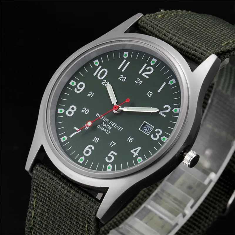 Boys Brand Cheap Watches Men Fashion Casual Nylon Band Sports Army Gifts Date Quartz Wrist Watch Fluorescent Mens Watch W250724