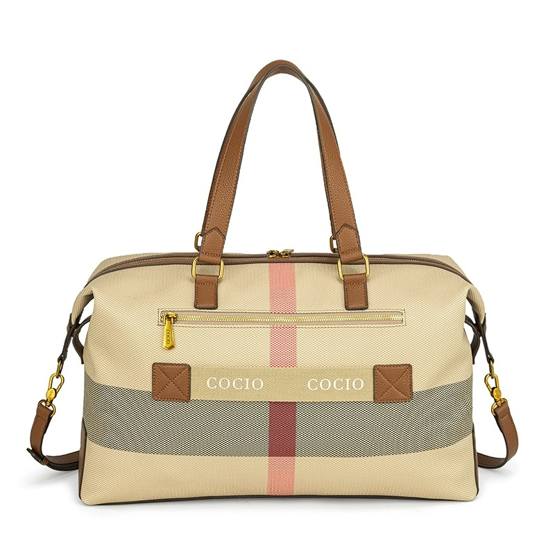 COCIO designer bag plaid travel bag, large capacity high-quality luggage bag fashionable new product canvas fitness bag hot selling