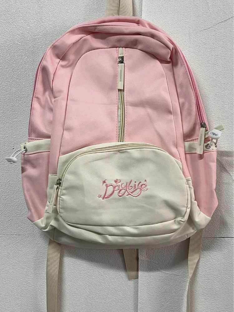 Patchwork Contrast Color Preppy Zipper Backpack Sweet Y2k Aesthetic Chic Fashion Backpacks High-capacity Casual Schoolbags Women 250723