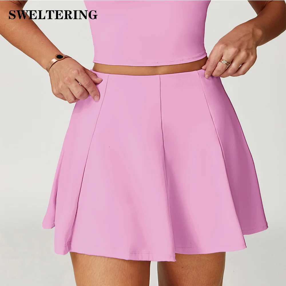 Yoga Short Skirt Women Sports Tennis Skirts High Waist Tights Yoga Tennis Shorts Dress With Pocket Skirt Anti-Exhaust Quick Dry XJ250724