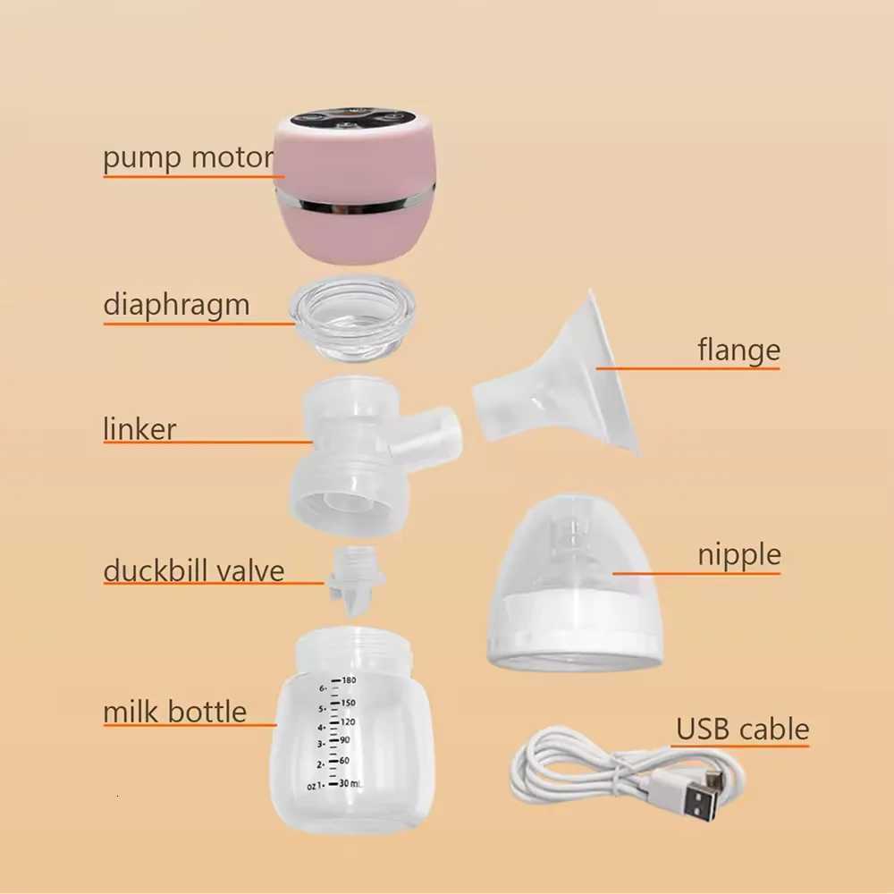 Portable Integrated Electric Breast Pump with LED Screen for Breastfeeding with 3 Modes 9 Suction Levels Low Noise 180ml Milk Bottle X250724