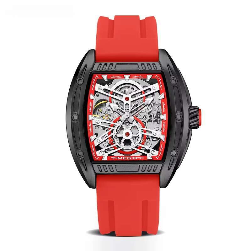 DHwatches MEGIR Men's Watch - Automatic Skeleton, Luminous, 30M Waterproof, Silicone Strap, Business Mechanical Wristwatch
