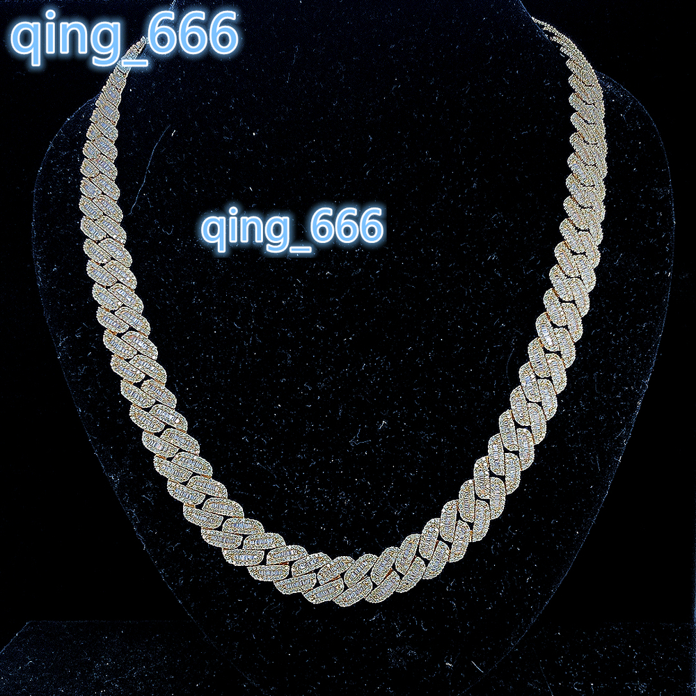 Xingsial 100% Diamond Test GRA 18mm Size 925 Sterling Silver Link Chain Moissanite Necklace Moissanite Tennis Chain