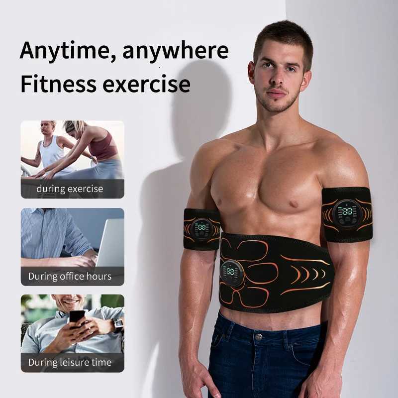 Abdominal Toning Belt EMS Muscle Stimulator Abs Muscle Toner USB Charge Body Shaping Weight Loss Fat Burn Fitness Unisex W250724