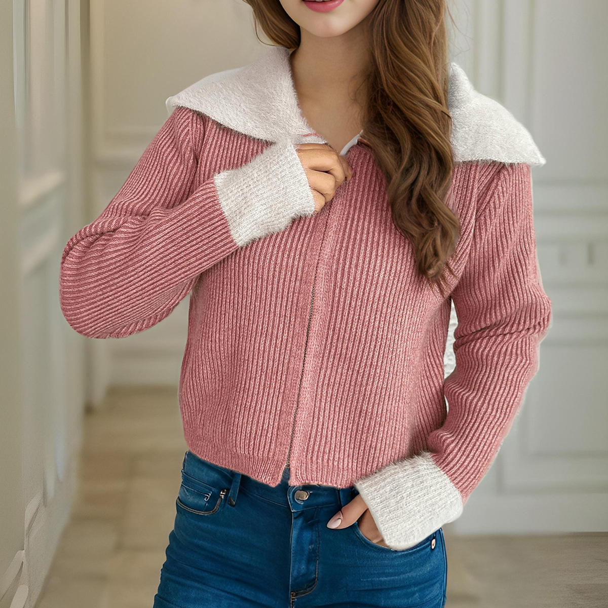 hot Free shipping designer sweater for women Fashionable and minimalist sweater thick and warm loose knit top