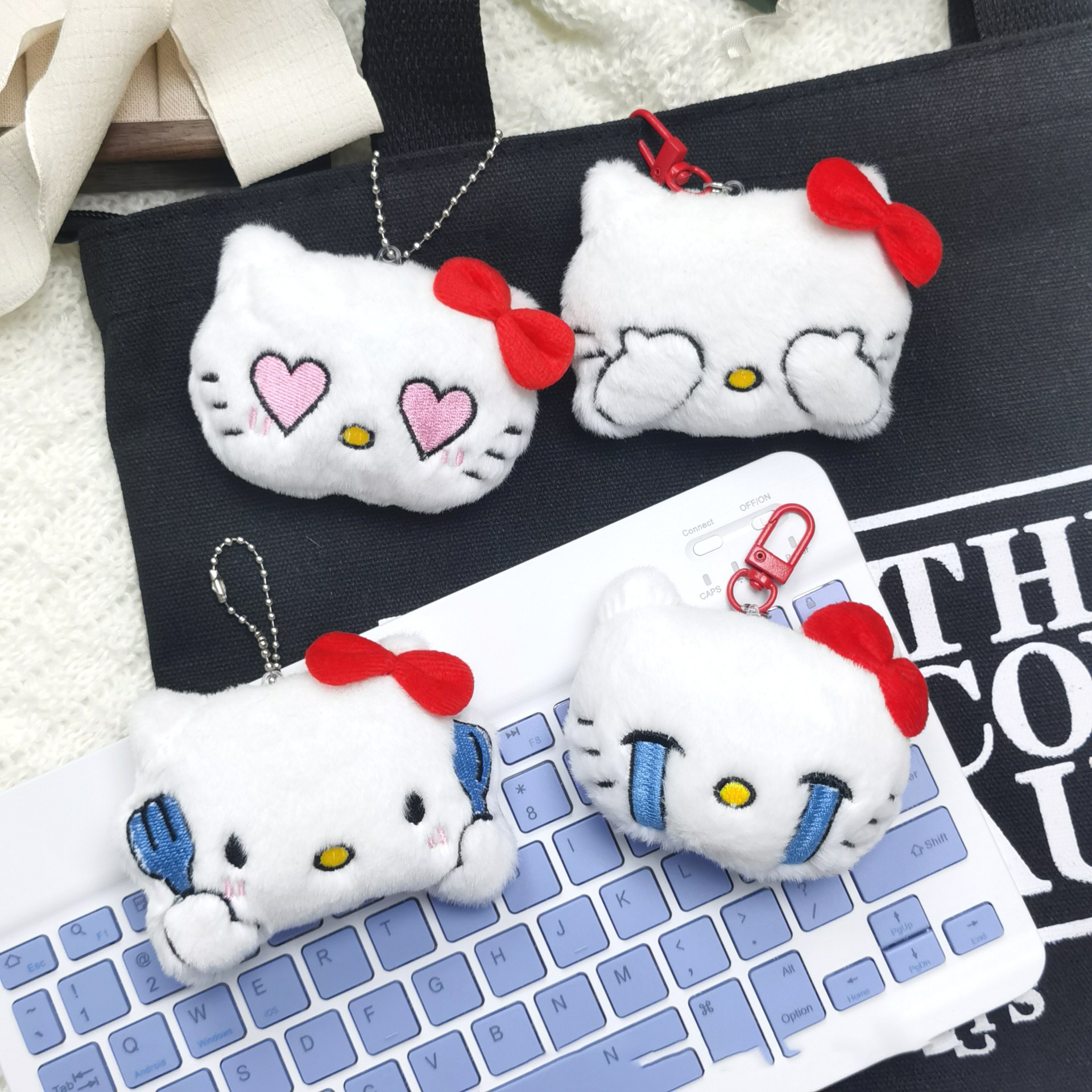 Luxury Designer Designer for woman Cute Cartoon Plushie Hanging Decoration - Adorable Rice-Eating & Crying Cat Expression Doll For Woman For Car, Home