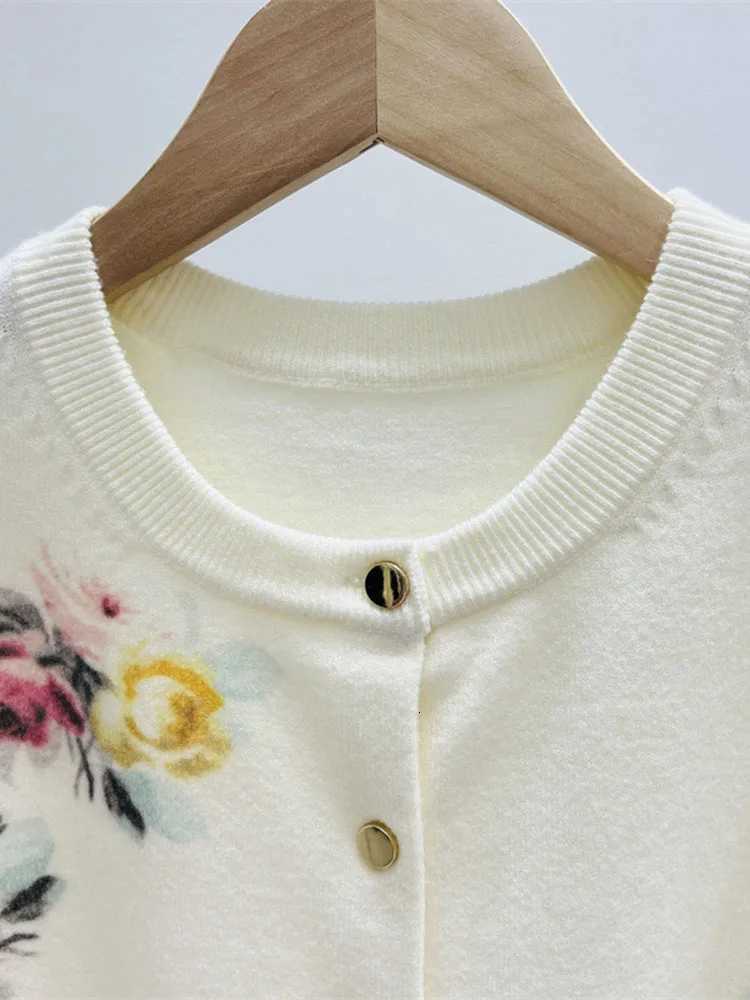 Print Flower Cardigan Women Long Sleeve Top Loose Chic Korean Sweater Spring Autumn Streetwear Knitted Female Cardigans C-318 X250724