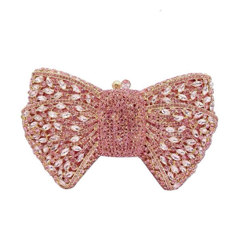 Bow Crystal Clutch Free shipping Butterfly Knot Inlaid Evening Hollow Full Diamond Handbag Banquet Women's Bag