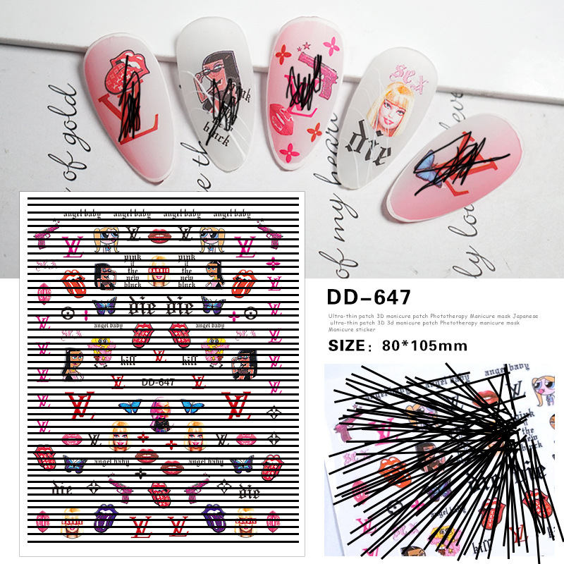 Trendy nail stickers, light luxury, big brand, versatile, small fragrance, Japanese nail stickers, brand logos, stickers, nail accessories