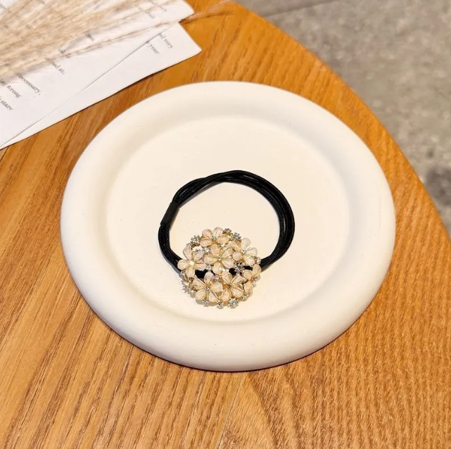 High-Value Flower Shiny Diamond Hair Tie High Elasticity Hair Band Stylish Hair Rope Ins Fashion Bun Hair Ring Hair Accessories